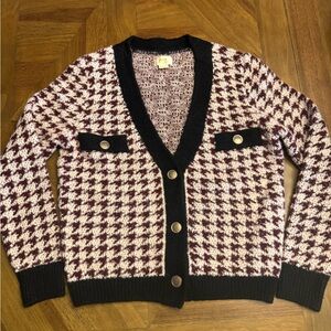 Maeve by Anthropologie Burgundy and Cream Knit Sweater - Small